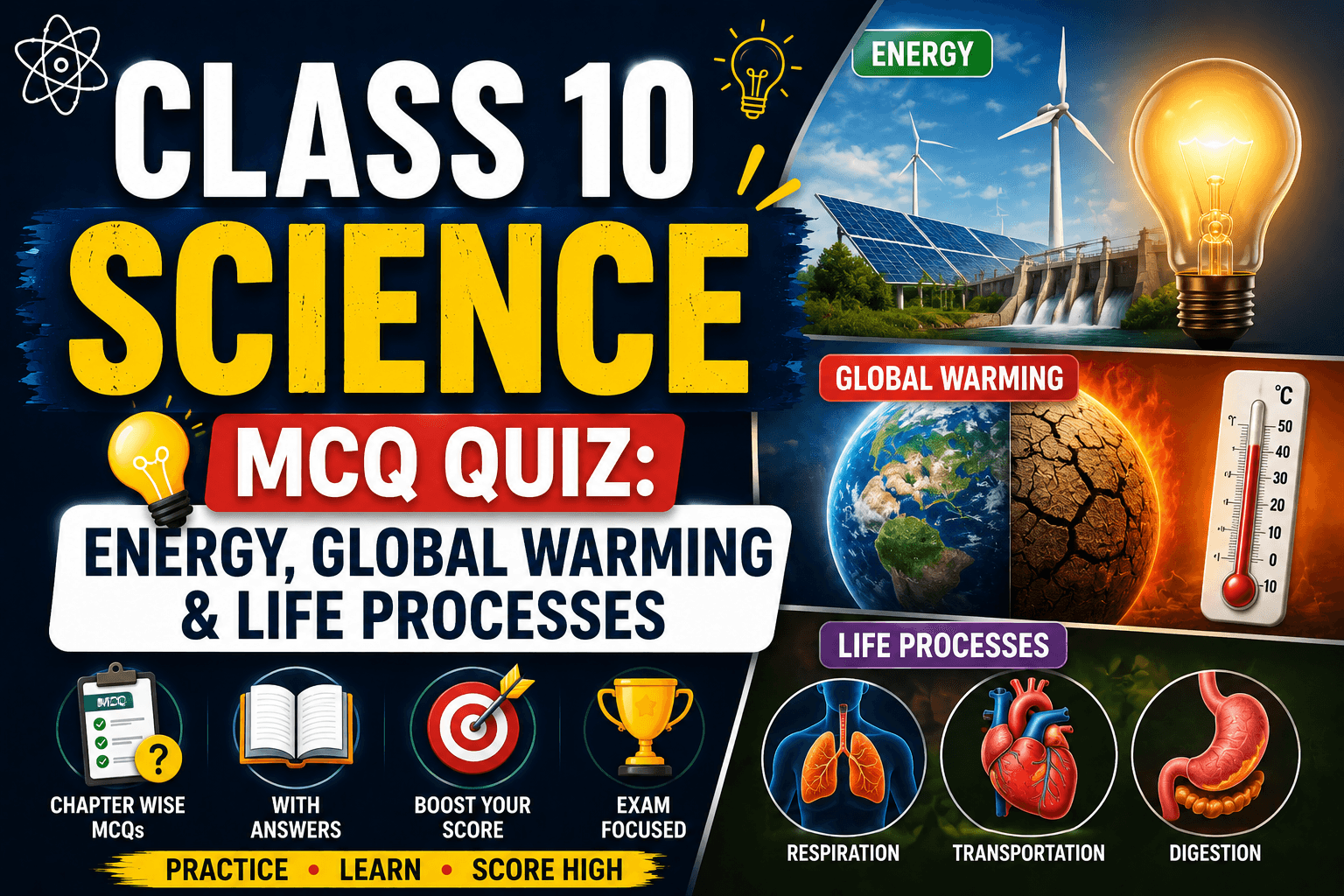 Class 10 Energy, Global Warming & Life Processes, myschoolstudy.com