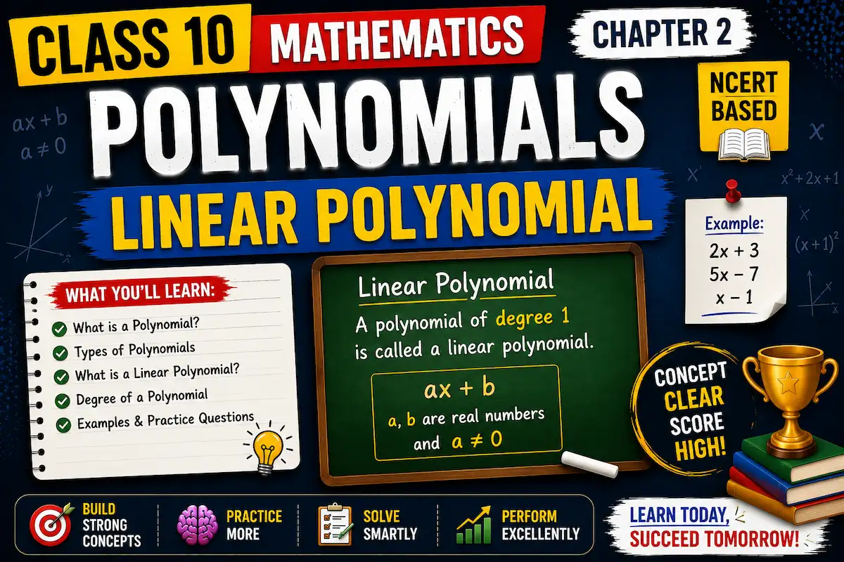Class 10 Maths Chapter 2 Polynomials, linear polynomial, myschoolstudy.com
