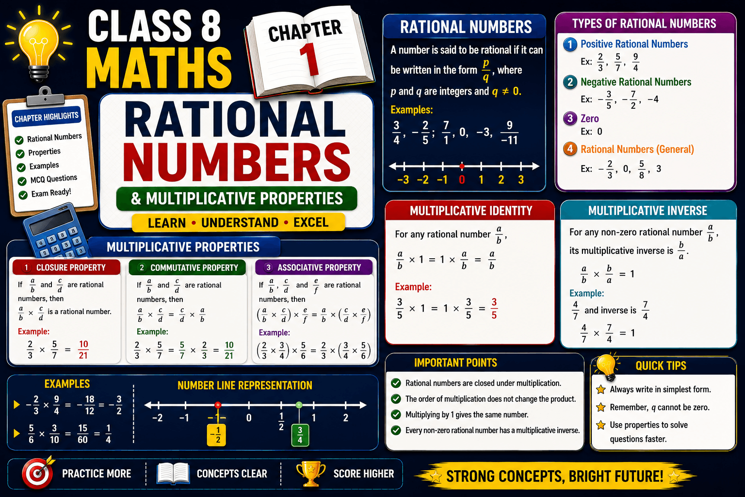 Class 8 Maths Chapter 1 Rational Numbers, Multiplicative, additive inverse, multiplicative inverse, myschoolstudy.com