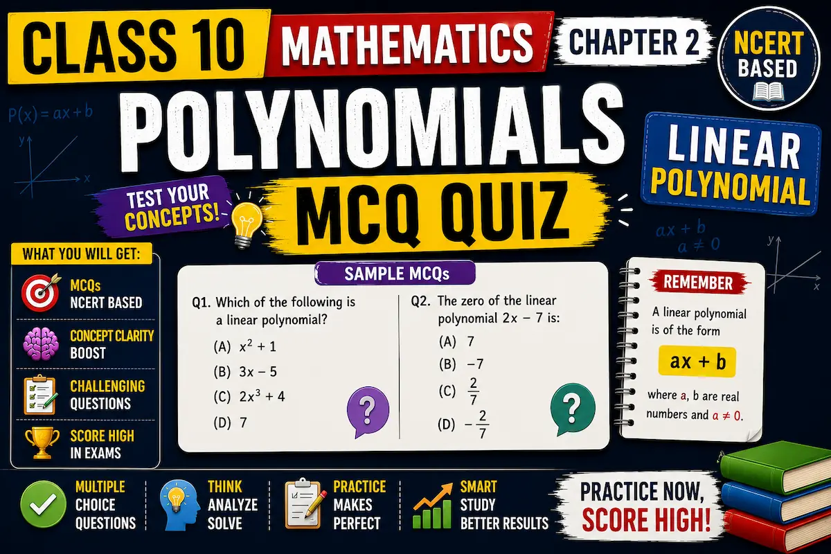Class 10 Maths Chapter 2 Polynomials MCQ linear polynomial